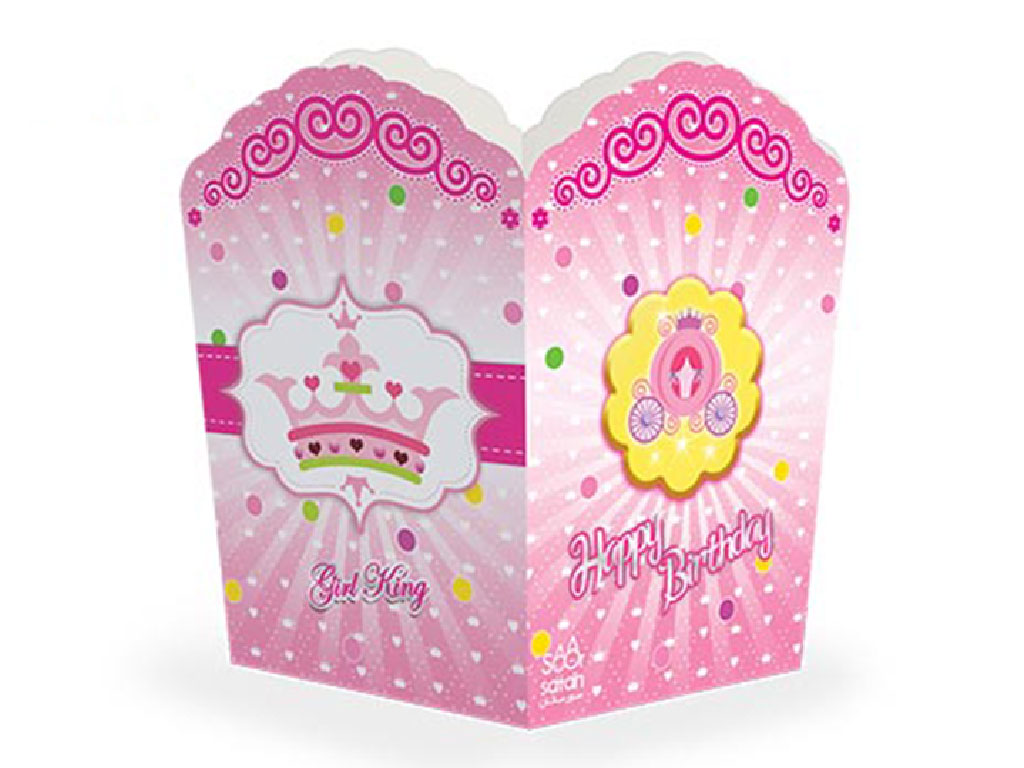 ظرف پاپ کورن تم تاج صورتی