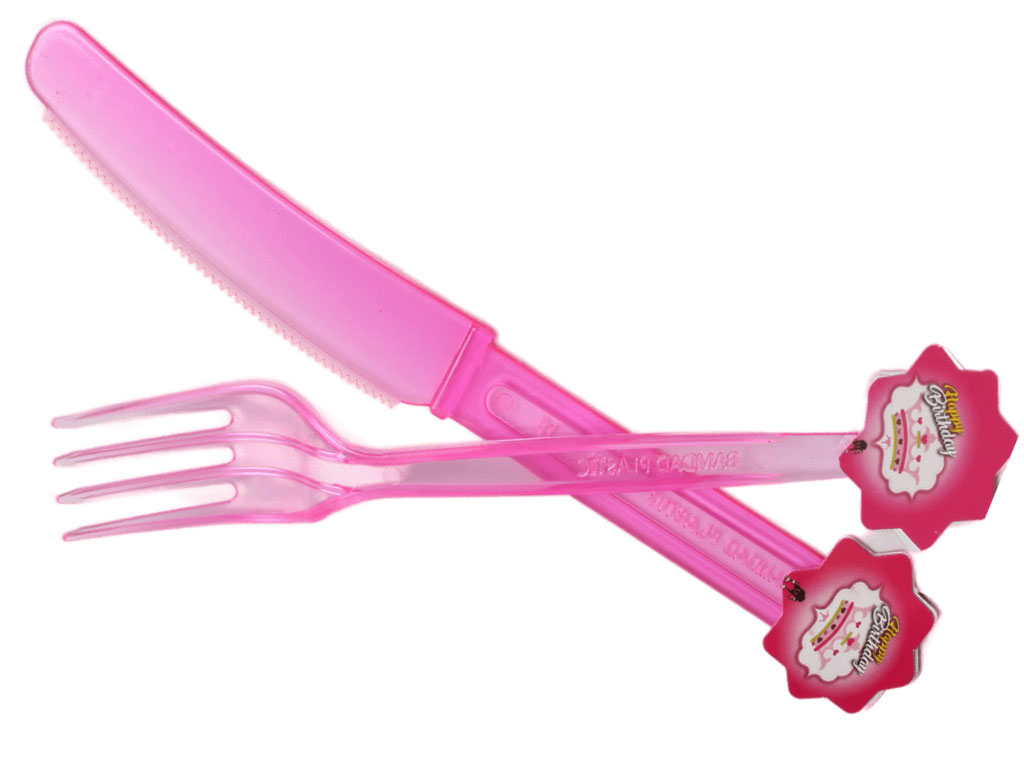 کارد و چنگال تم تاج صورتی