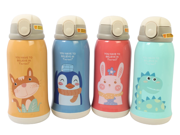 فلاسک دو کاره با سری قمقمه نی دار دکمه ای 600 میلی لیتر نوزاد و کودک همراه با کیف