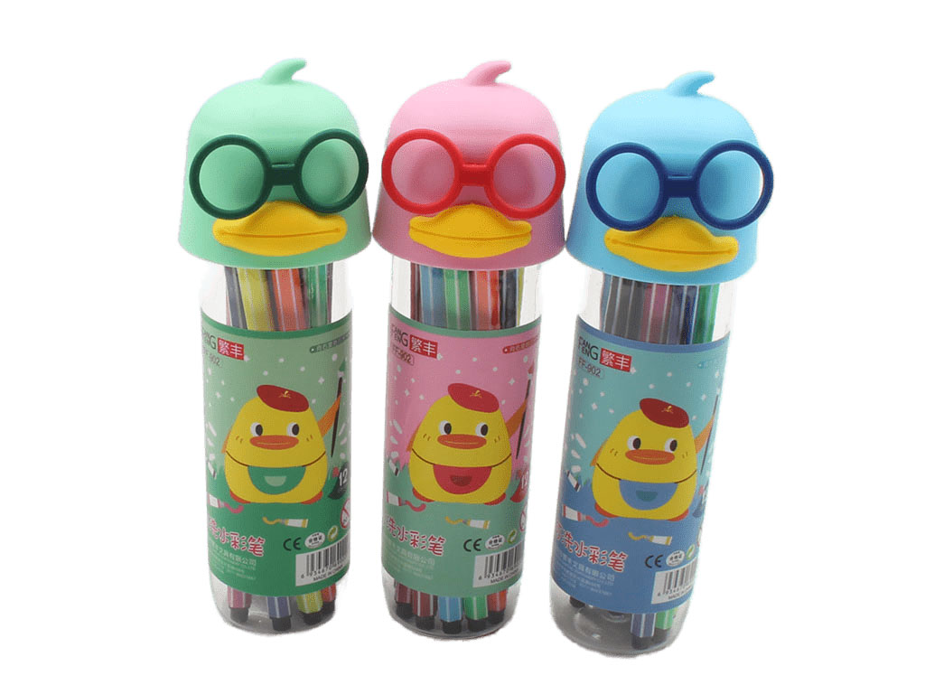 ماژیک 12 رنگ لوله ای جوجه اردک