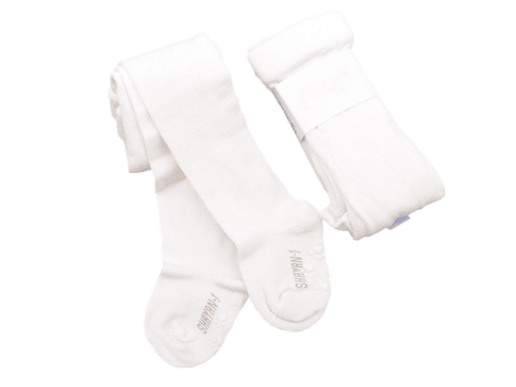 جوراب شلواری نوزادی استپ دار شیری رنگ