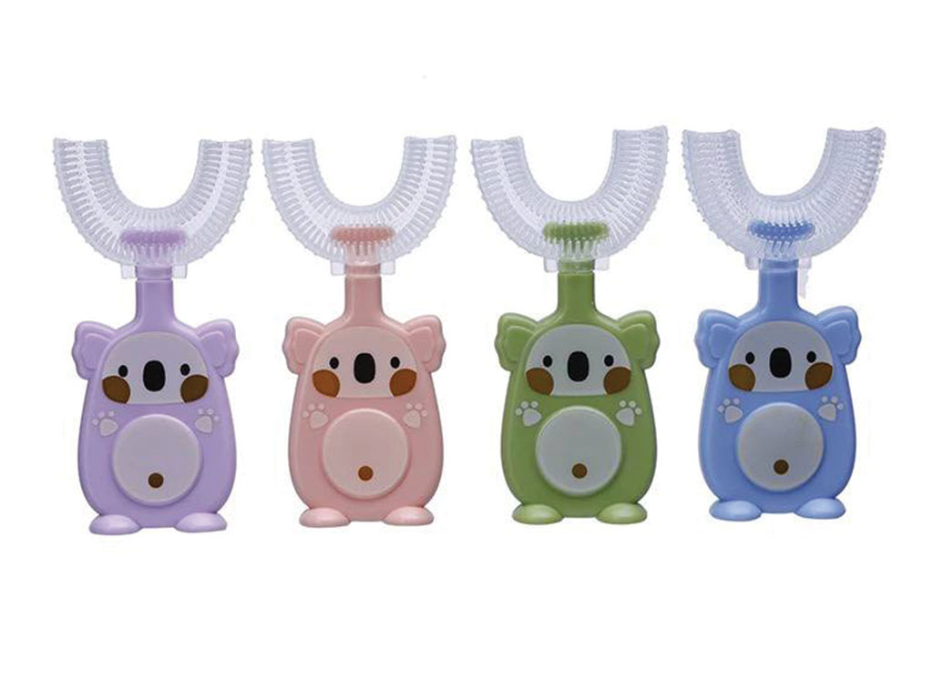 مسواک سیلیکونی چرخشی 360 درجه کودک مدل U دارای قاب