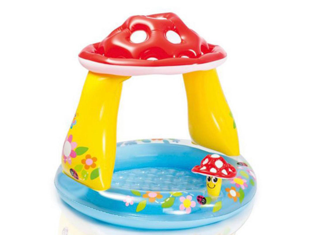 استخر بادی کودک سایه بان دار طرح قارچ اینتکس intex