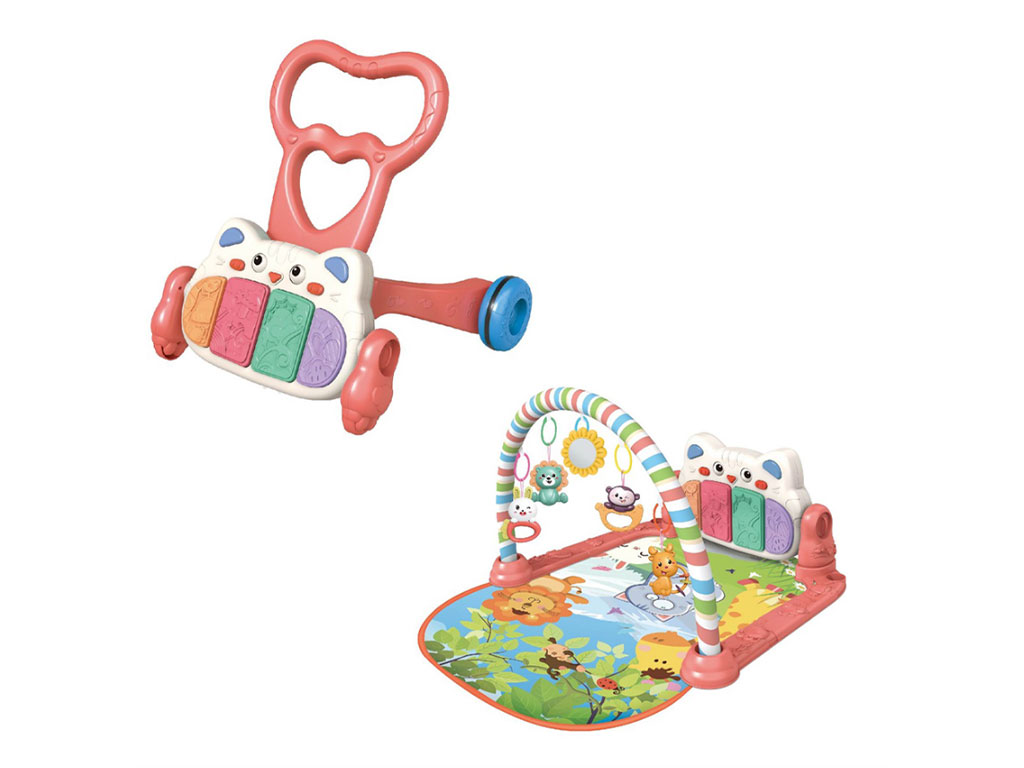 واکر و تشک بازی موزیکال و پروجکشنی دوکاره کودک اسباب بازی دارای پیانو