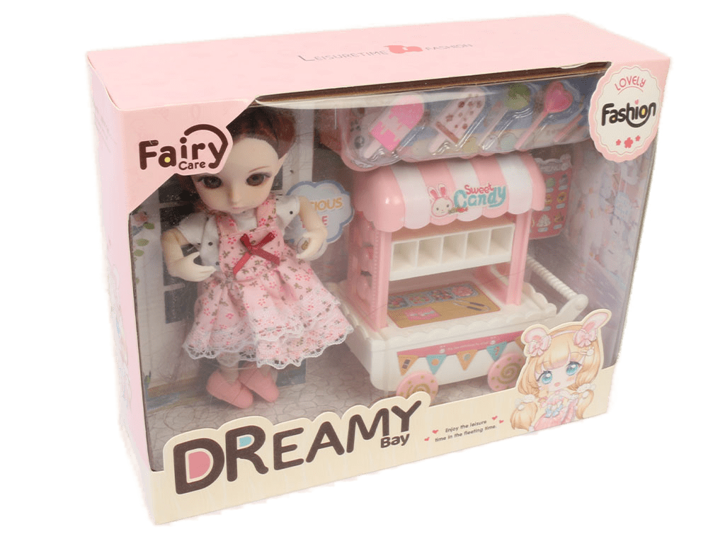 عروسک با  چرخ دستی بستنی فروش اسباب بازی