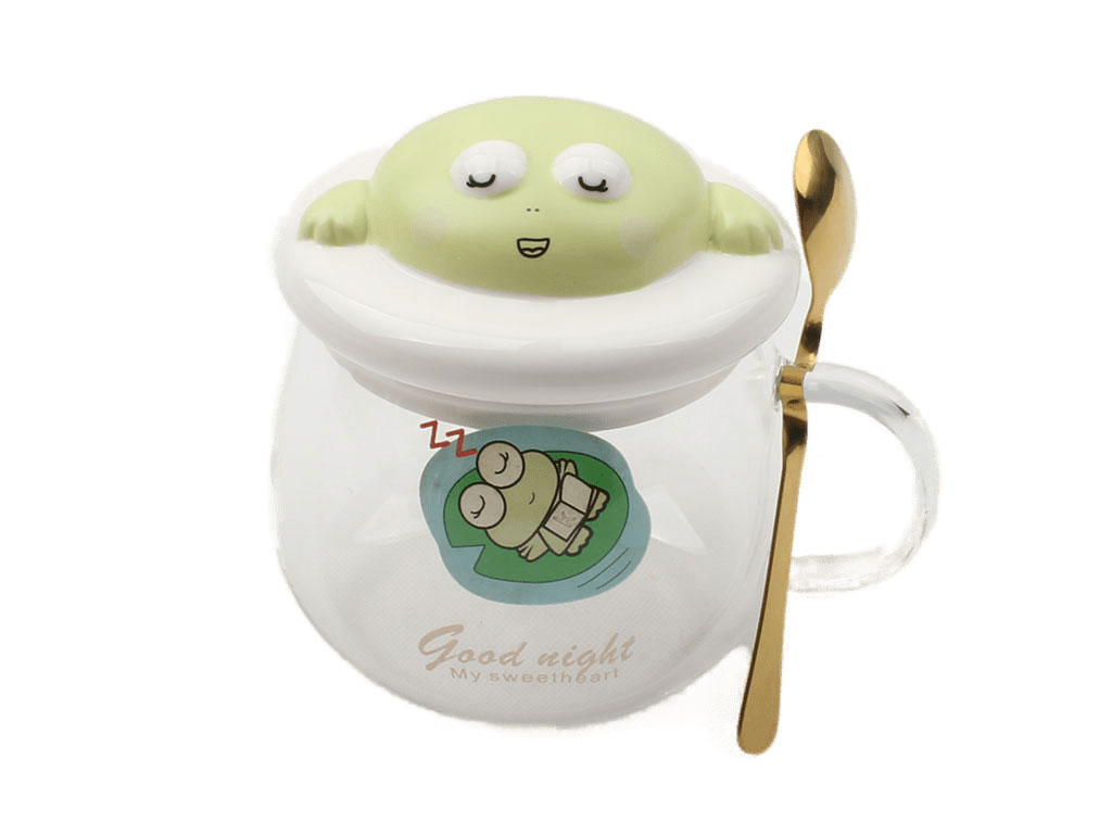 ماگ پیرکس درب دار طرح قورباغه