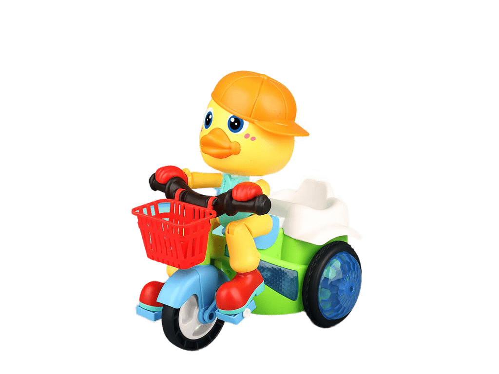 اردک موتورسوار تک چرخ زن موزیکال اسباب بازی دارای رقص نور