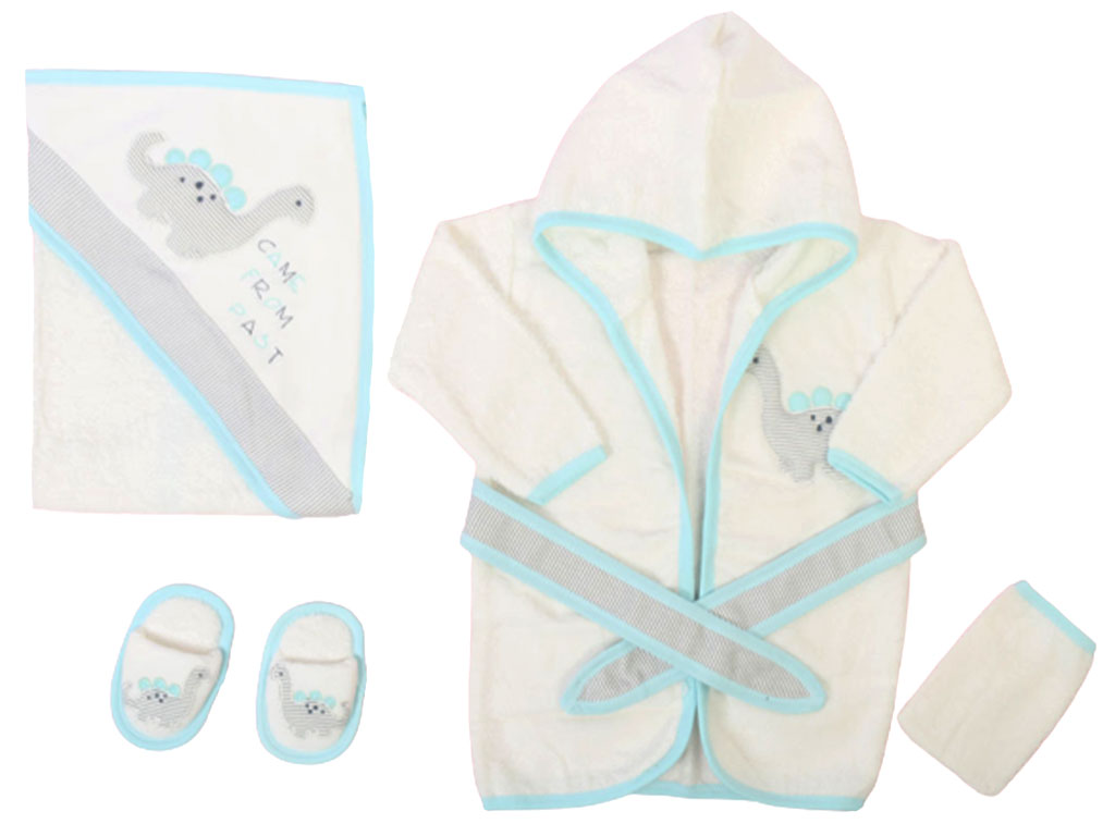 ست حوله نوزادی پسرانه 4 تکه طرح دایناسور جعبه دار گای g.a.y.e