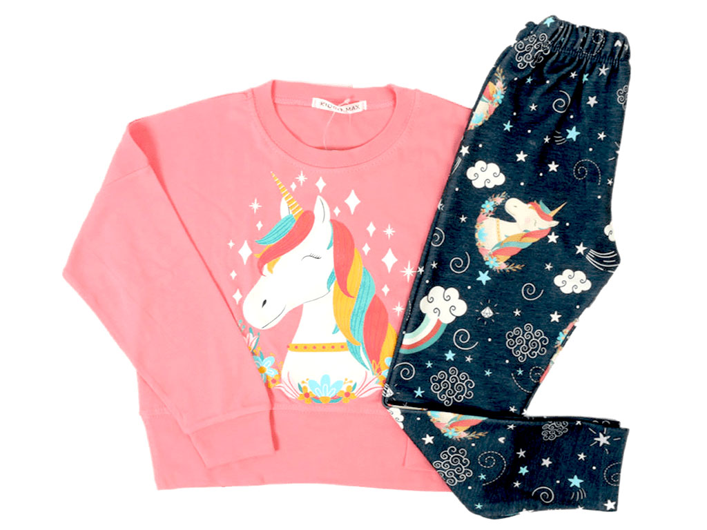 بلوز کراپ و شلوار راحتی دخترانه اسب تک شاخ کیدومکس kido max