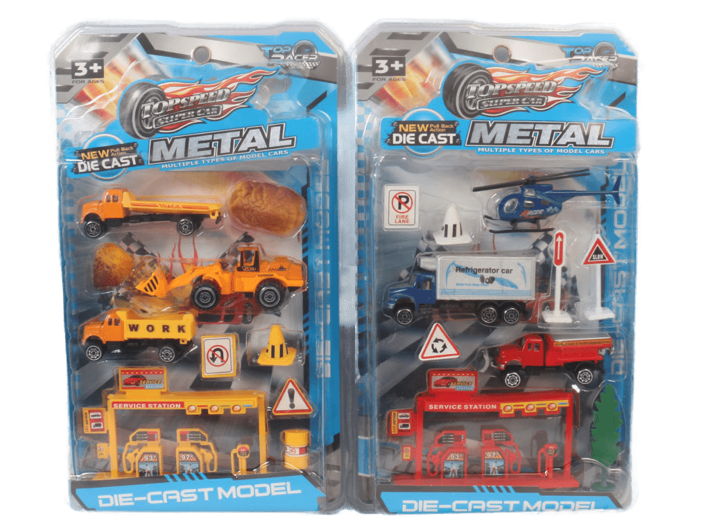 ست ماشین های فلزی اسباب بازی همراه با پمپ بنزین مدل die-cast model