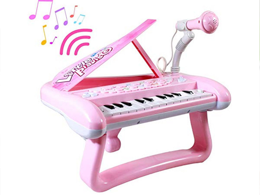 پیانو پایه دار موزیکال اسباب بازی همراه با میکروفون