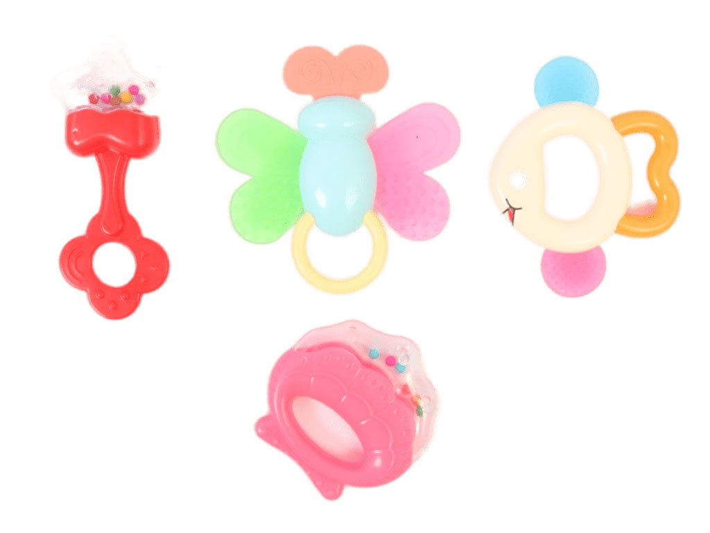 ست جغجغه و دندانگیر نوزادی 4 عددی هوبی hobby