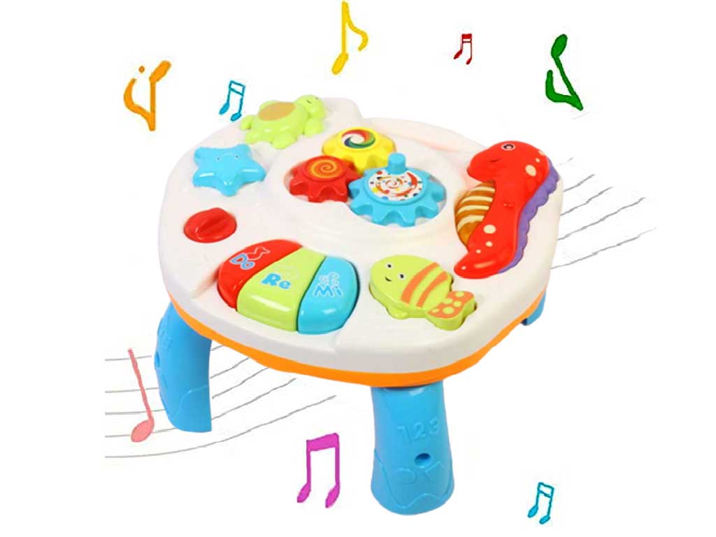 میز آموزشی موزیکال اسباب بازی دوکاره طرح حیوانات دریایی