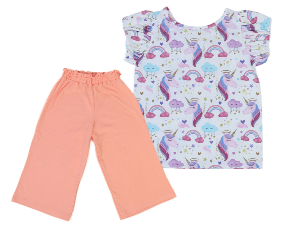 تیشرت و شلوارک راحتی دخترانه طرح تک شاخ کیدومکس kido max