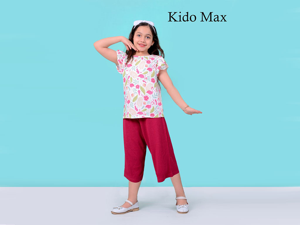 تیشرت و شلوارک راحتی دخترانه طرح تک شاخ کیدومکس kido max