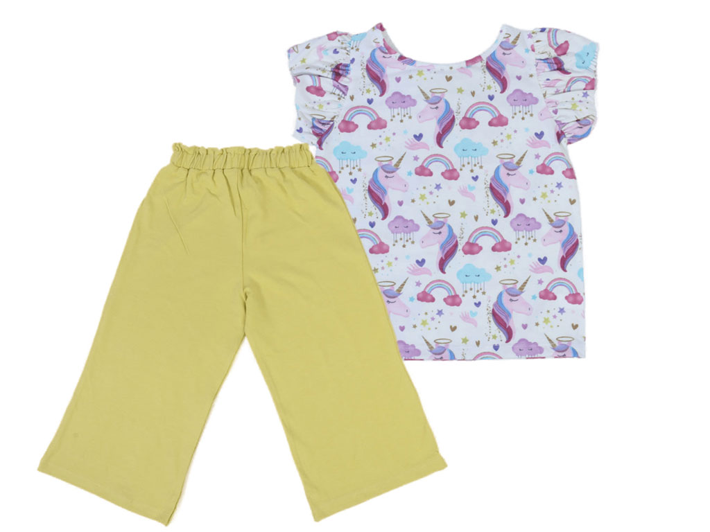 تیشرت و شلوارک راحتی دخترانه طرح تک شاخ کیدومکس kido max