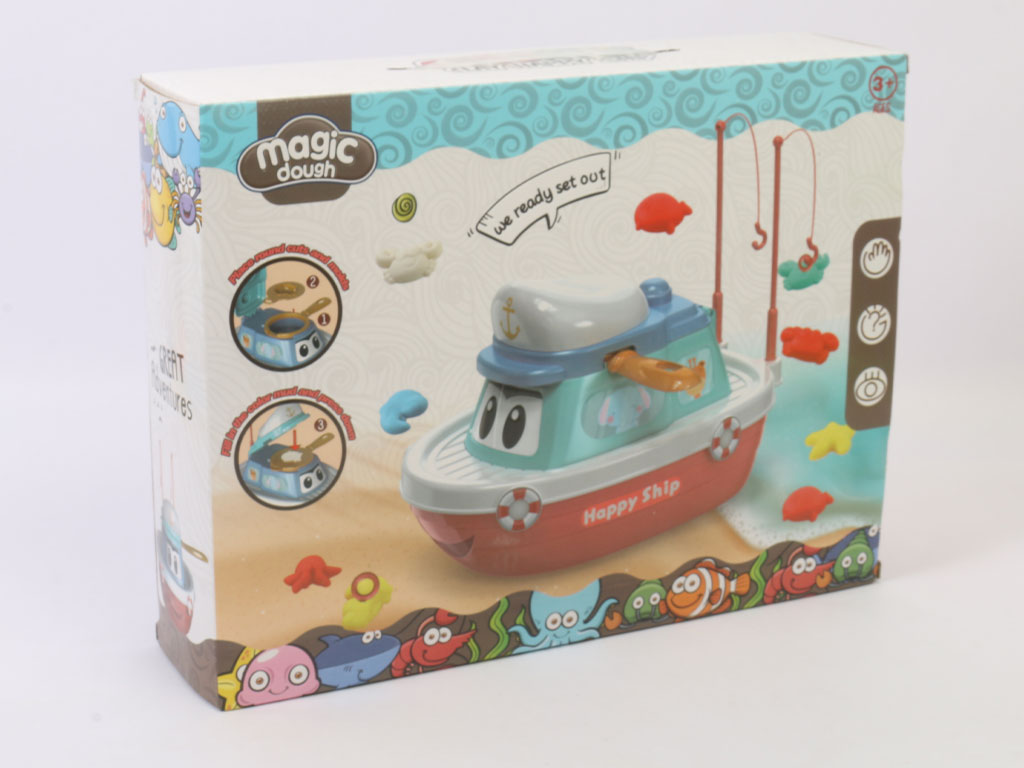 ست خمیر بازی 10 رنگ و کشتی شکل ساز طرح happy ship مدل magic dough