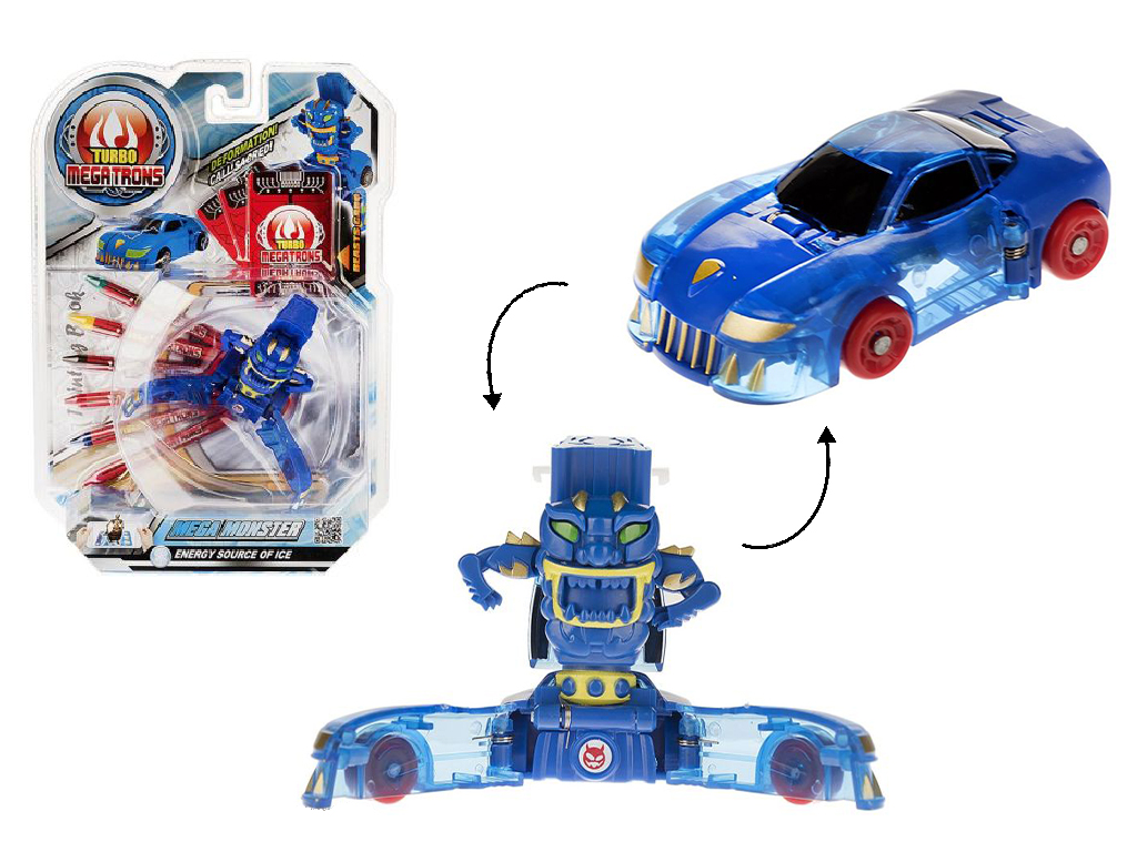 ماشین تبدیل شونده مگاترون همراه با دفترچه نقاشی و مداد شمعی 6 عددی مدل turbo megatrons