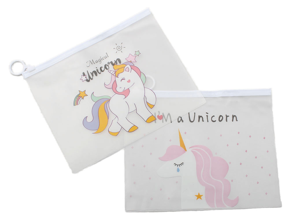 پوشه زیپ دار شفاف اسب تک شاخ (سایز A5)