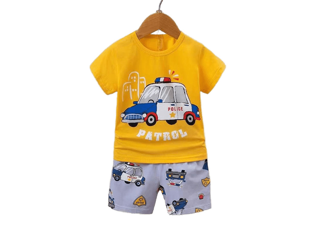 تیشرت و شلوارک راحتی پسرانه طرح ماشین پلیس