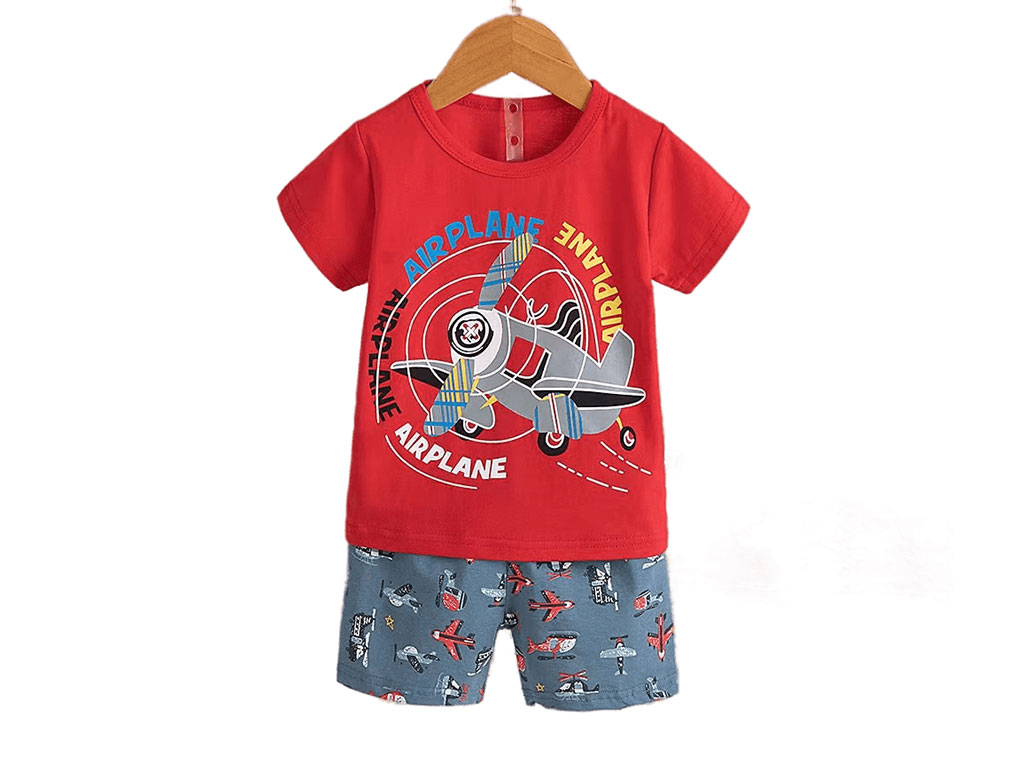 تیشرت و شلوارک راحتی پسرانه طرح هواپیما