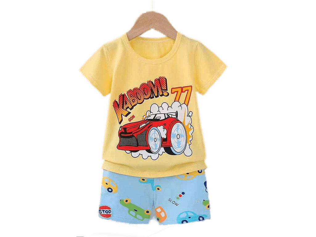تیشرت و شلوارک راحتی پسرانه طرح ماشین
