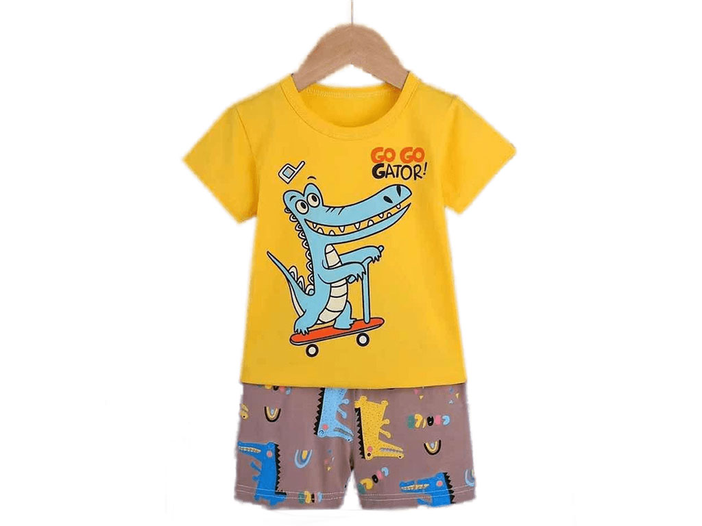 تیشرت و شلوارک راحتی پسرانه طرح تمساح