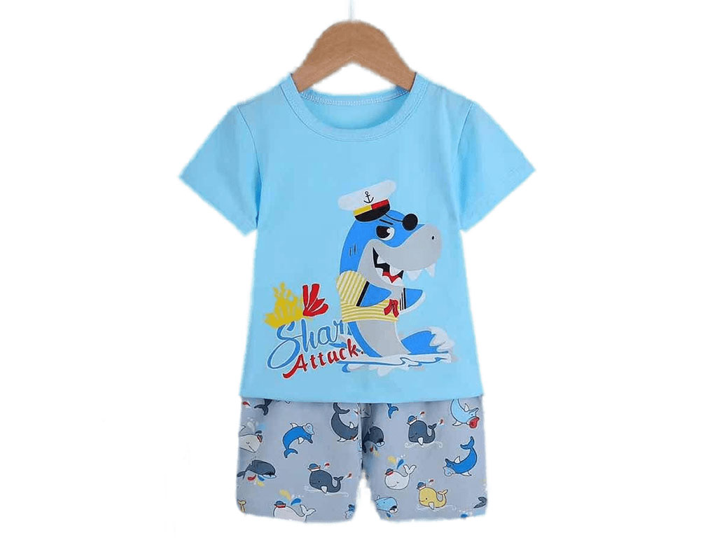 تیشرت و شلوارک راحتی پسرانه طرح کوسه