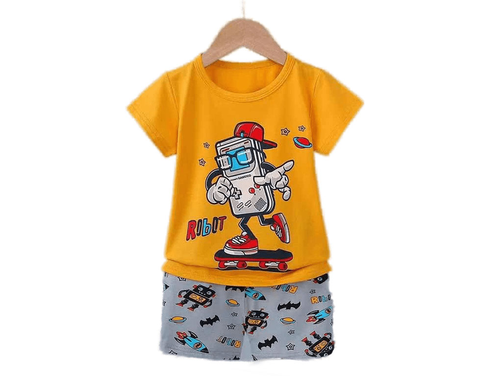 تیشرت و شلوارک راحتی پسرانه طرح ربات