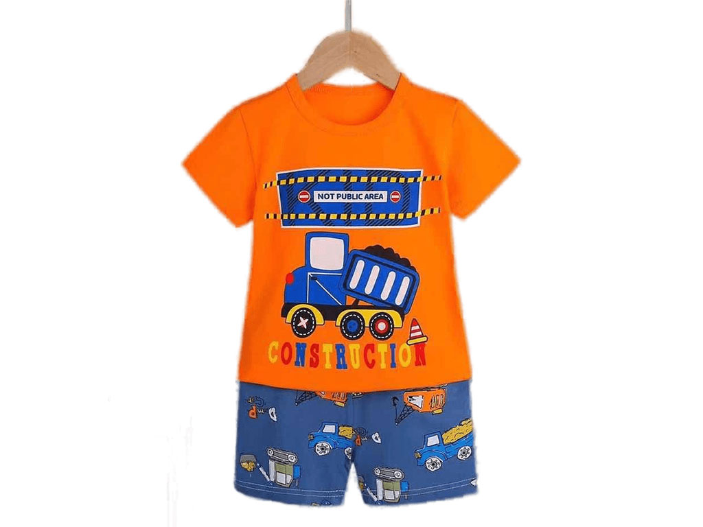 تیشرت و شلوارک راحتی پسرانه طرح ماشین های راهسازی