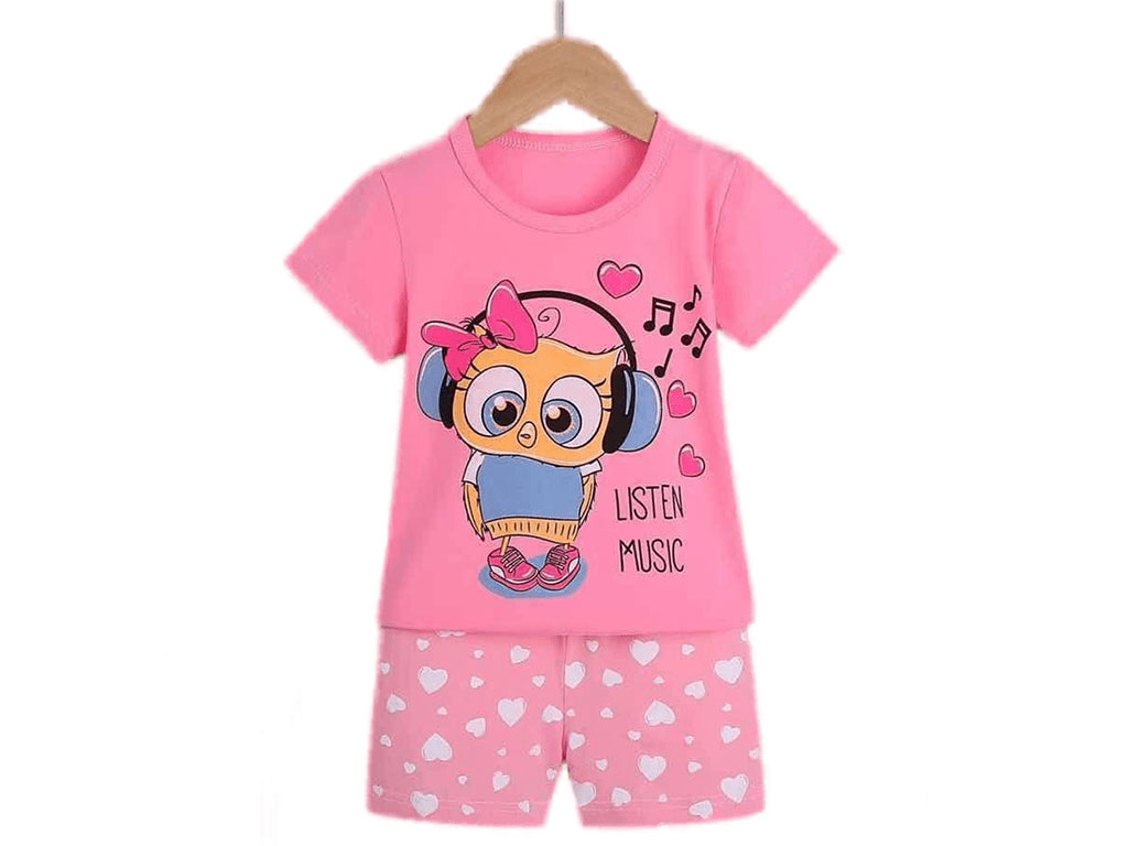 تیشرت و شلوارک راحتی دخترانه طرح جغد