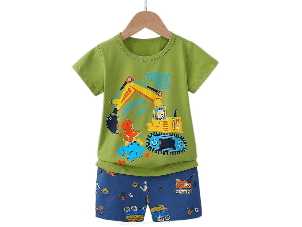 تیشرت و شلوارک راحتی پسرانه طرح ماشین های راهسازی