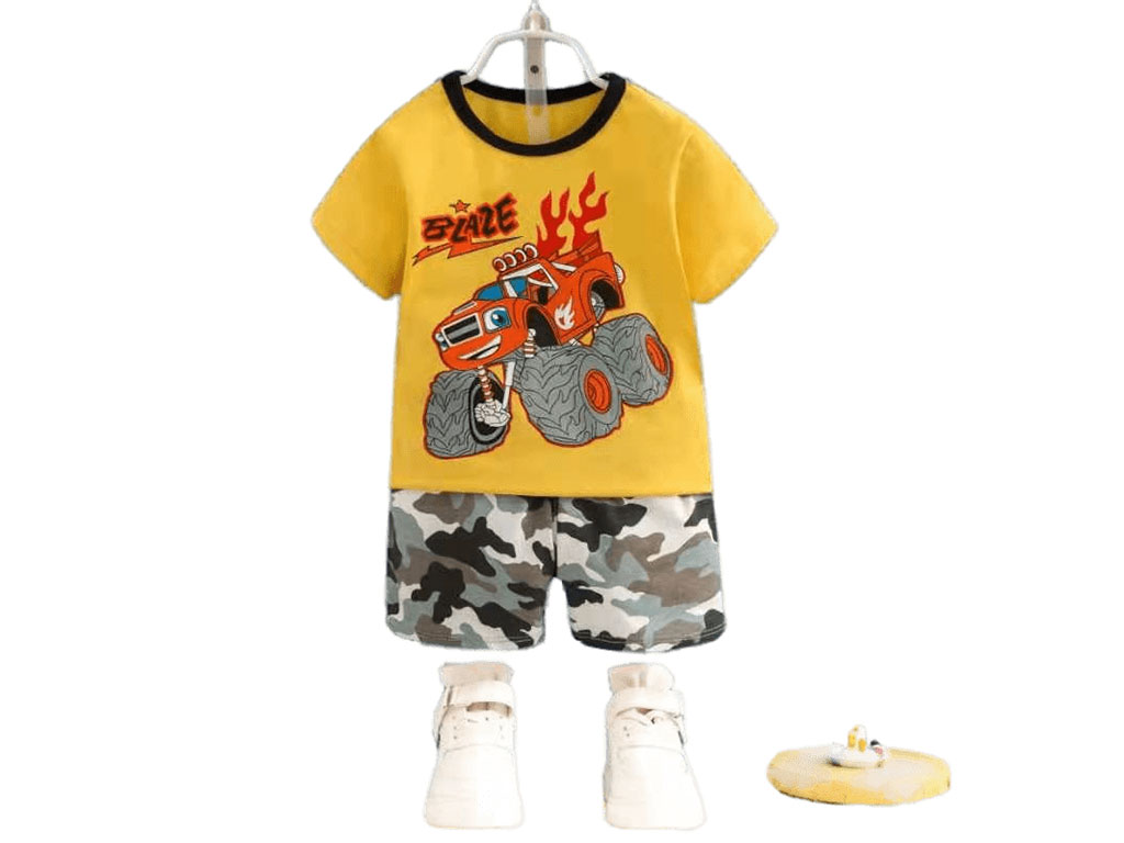 تیشرت و شلوارک راحتی پسرانه طرح ماشین