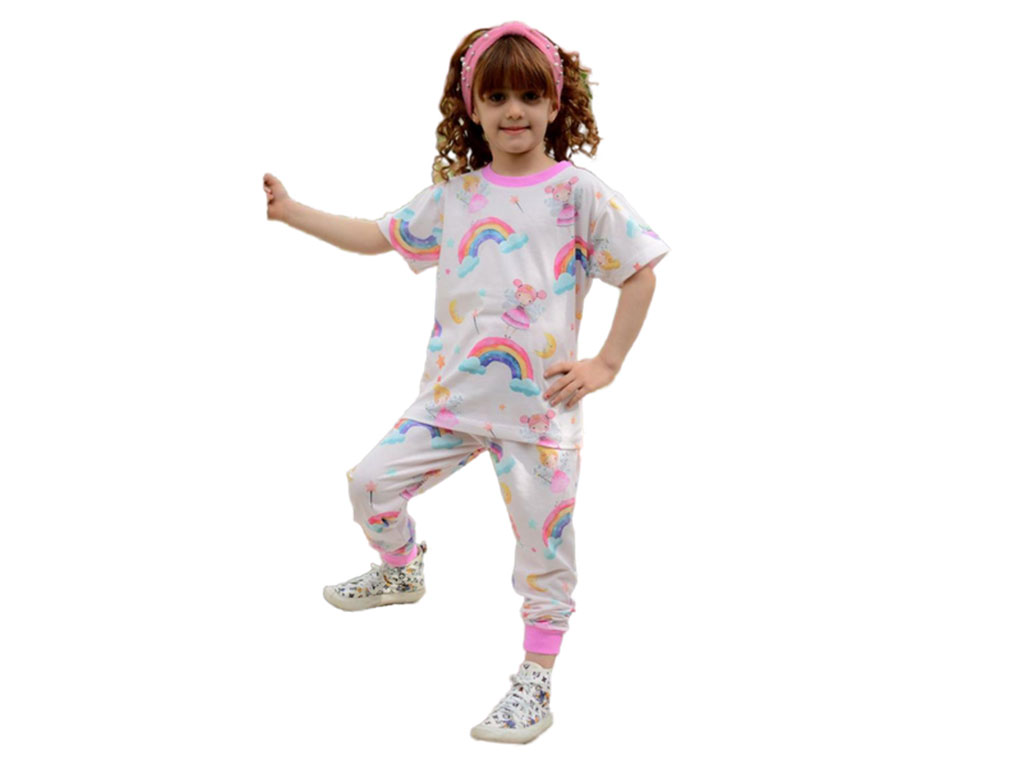 تیشرت و شلوار راحتی دخترانه طرح فرشته کیدومکس kido max