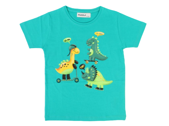تیشرت پسرانه طرح دایناسور پازل puzzle