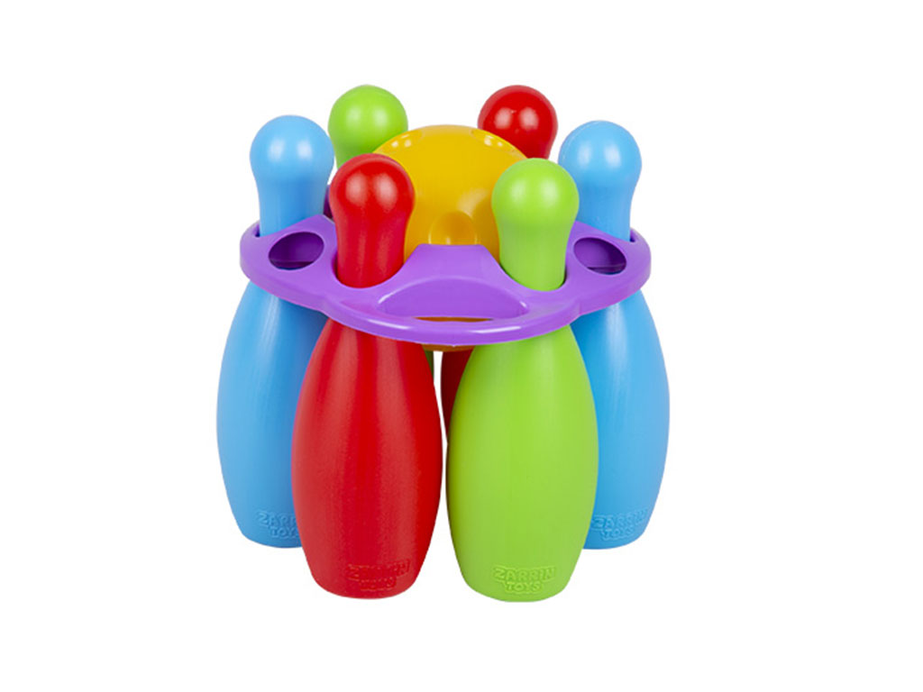 اسباب بازی بولینگ رنگی پلاستیکی 6 عددی زرین تویز zarrin toys