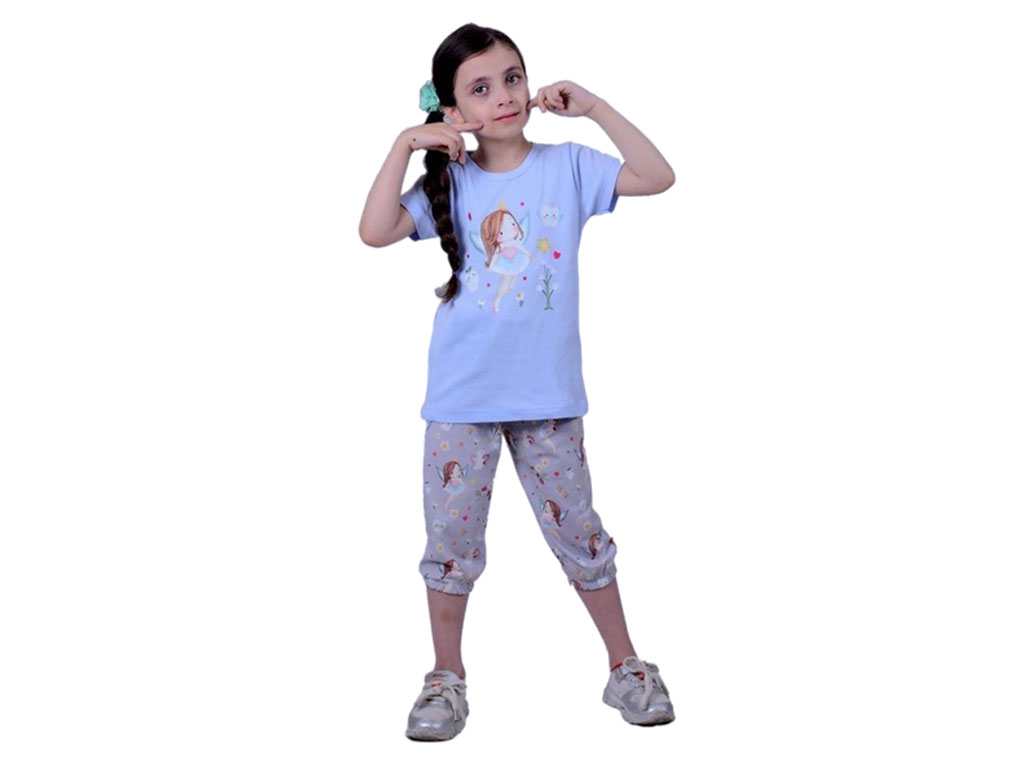 تیشرت و شلوار برمودا مدل راحتی طرح فرشته کیدومکس kido max