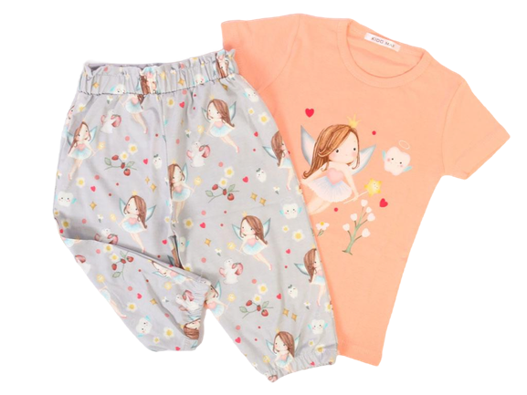 تیشرت و شلوار برمودا مدل راحتی طرح فرشته کیدومکس kido max