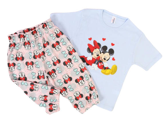تیشرت و شلوار برمودا مدل راحتی طرح میکی و مینی موس کیدومکس kido max