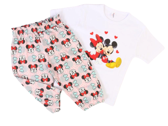 تیشرت و شلوار برمودا مدل راحتی طرح میکی و مینی موس کیدومکس kido max