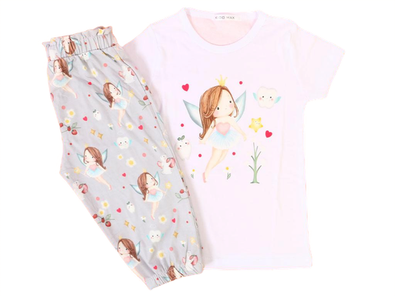 تیشرت و شلوار برمودا مدل راحتی طرح فرشته کیدومکس kido max