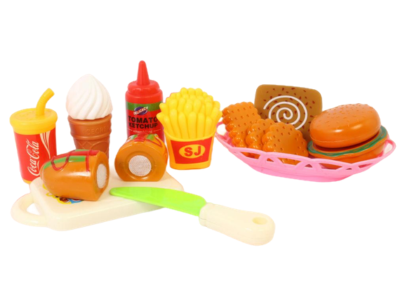 ست فست فود و دسر برشی 13 تکه اسباب بازی