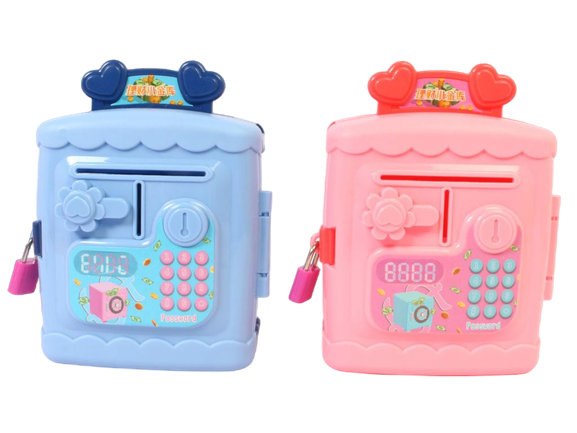 قلک طرح گاو صندوق اسباب بازی همراه با قفل و کلید و فیگور عروسکی