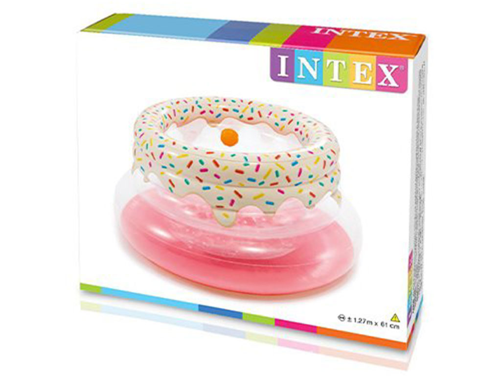 جامپینگ بادی کودک مدل حفاظ دار و استخر توپ طرح دونات اینتکس intex