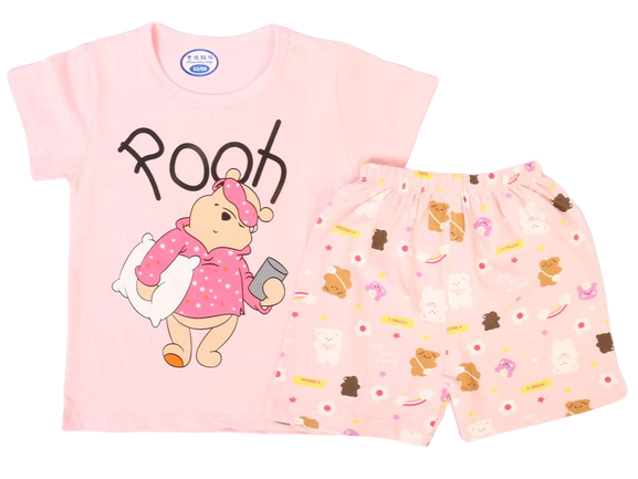 تیشرت و شلوارک راحتی دخترانه طرح خرس پو