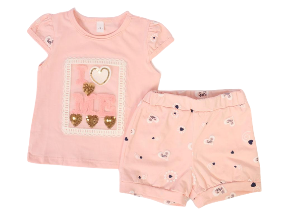 بلوز و شلوارک دخترانه طرحدار دارای پولک دوزی