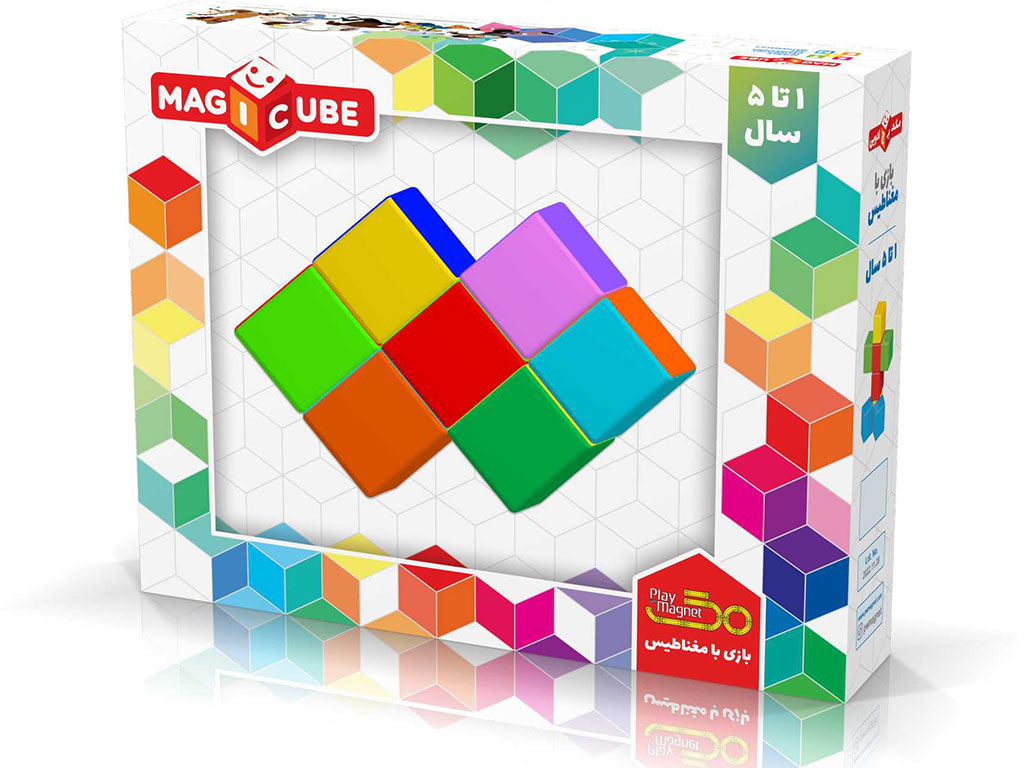 مکعب های جادویی رنگی و مگنتی 7 تایی پلی مگنت play magnet