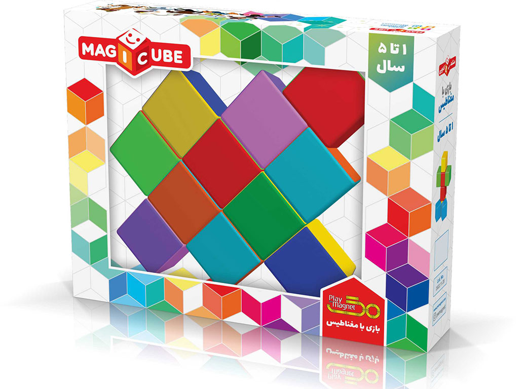 مکعب های جادویی رنگی و مگنتی 11 تایی پلی مگنت play magnet