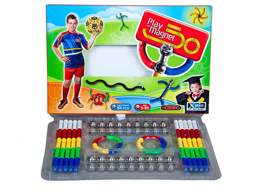 لگو مگ مغناطیسی 94 قطعه دارای میله خمیده پلی مگنت play magnet