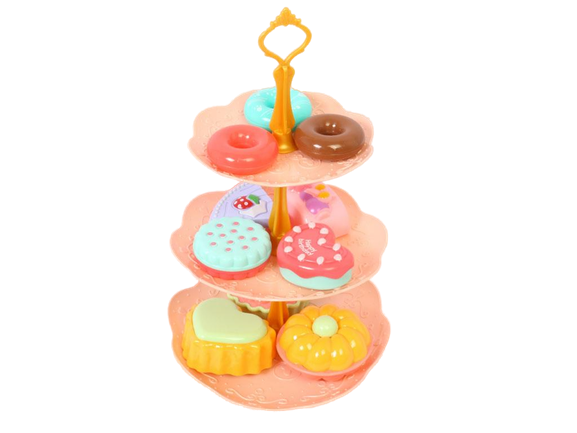استند سه طبقه شیرینی و دونات 17 تکه اسباب بازی